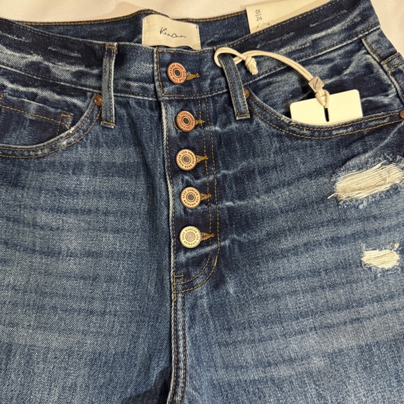 Kancan Ariena Ultra High Rise 90's Flare Jeans Distressed Button Fly NWT - Picture 6 of 8